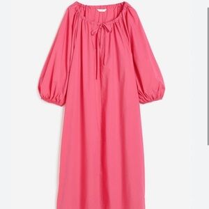 Drawstring-detail Dress Barbie color maxi Cotton dress Womens dress